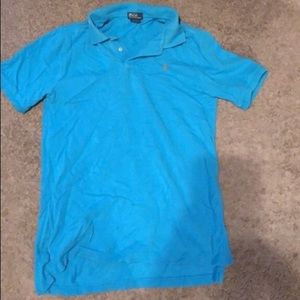 Blue Polo Shirt with Orange Man